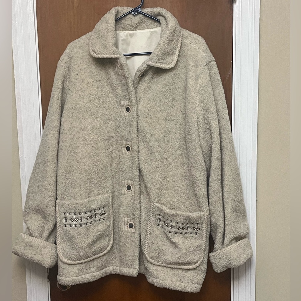 Women's Tudor Court Vintage Beige Button-Up Coat. Warm for Winter